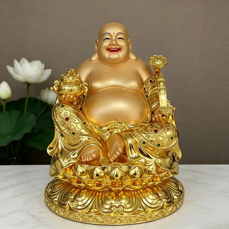 真鍮の笑う仏像 富をもたらす大きなお腹の弥勒菩薩