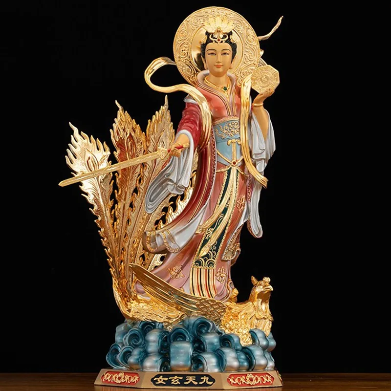 金メッキ塗装ソリッドブラス九天玄ヌ像