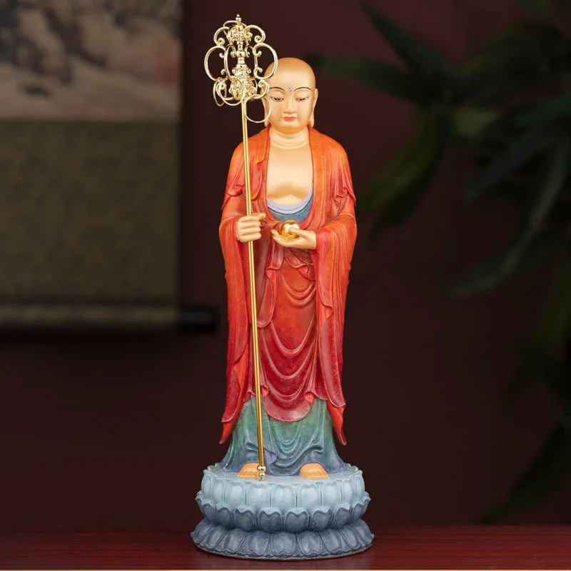 高級真鍮立祭壇杖地蔵菩薩立像