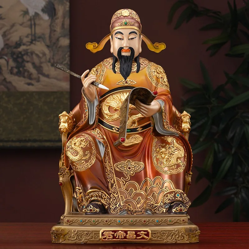 純真鍮金象嵌塗装文昌像